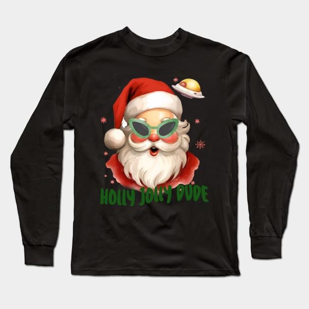 Holly Jolly Dude Long Sleeve T-Shirt by MZeeDesigns